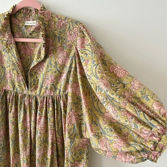 100% Cotton Green Floral Maxi Dress - Picture 9 of 16